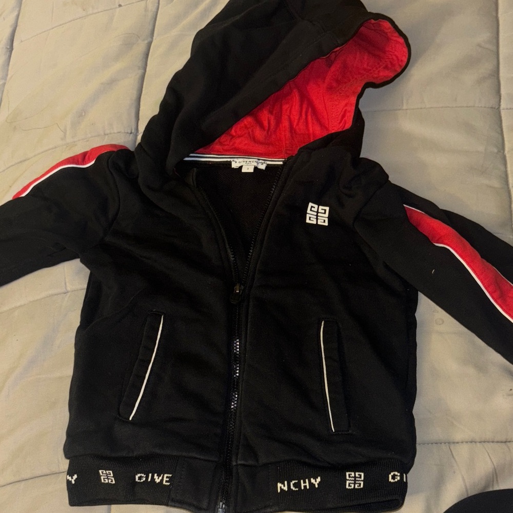 Givenchy Black Hoodie with Red and White Accents